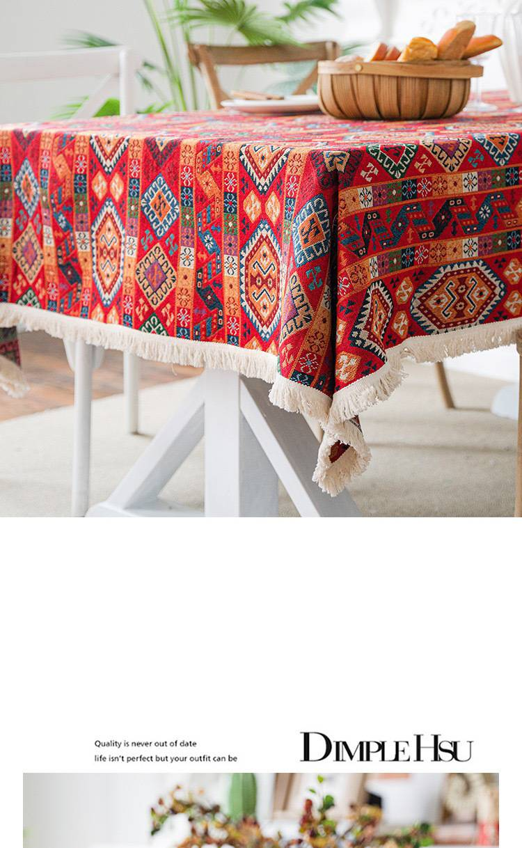 Moroccan Turkish Retro Ins Tablecloth Cotton And Linen Textured Tablecloth Fabric Long Tablecloth Bohemian Tablecloth Picnic Mat_voghion.com