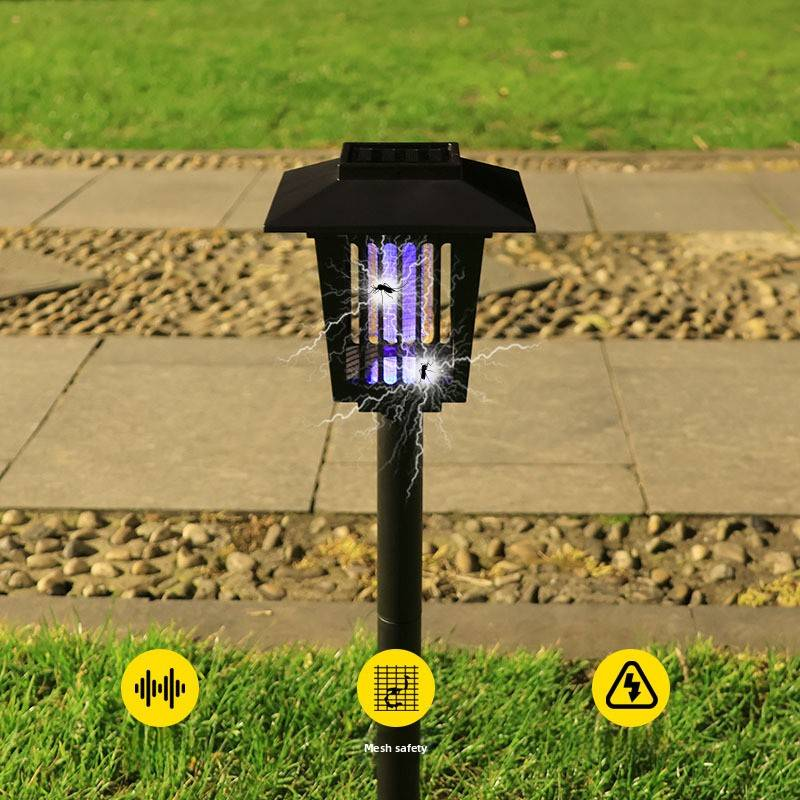 Lámpara solar antimosquitos - Lámpara LED colgante para exteriores con modos de luz UV y blanca, impermeable para jardín y camping (150 x 150 x 570 mm, modelo DC-856)_voghion.com