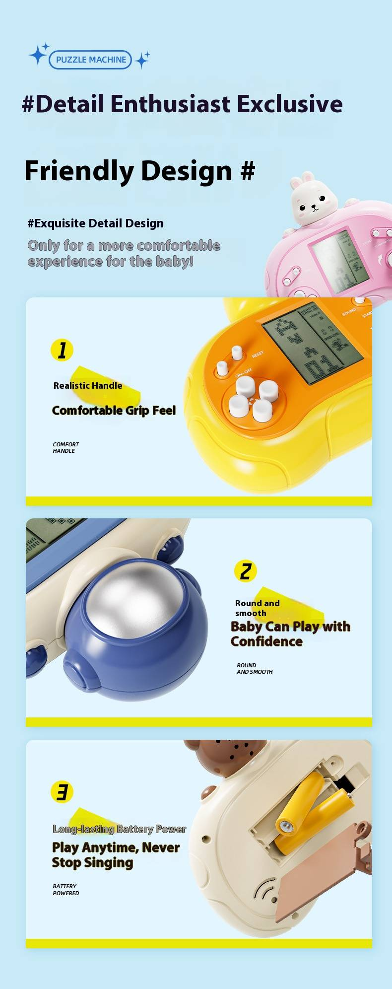 Tetris Handheld Game Console – Classic Block Puzzle Toy For Kids & Adults, Portable Brain Training Game With Rechargeable/Battery Options_voghion.com