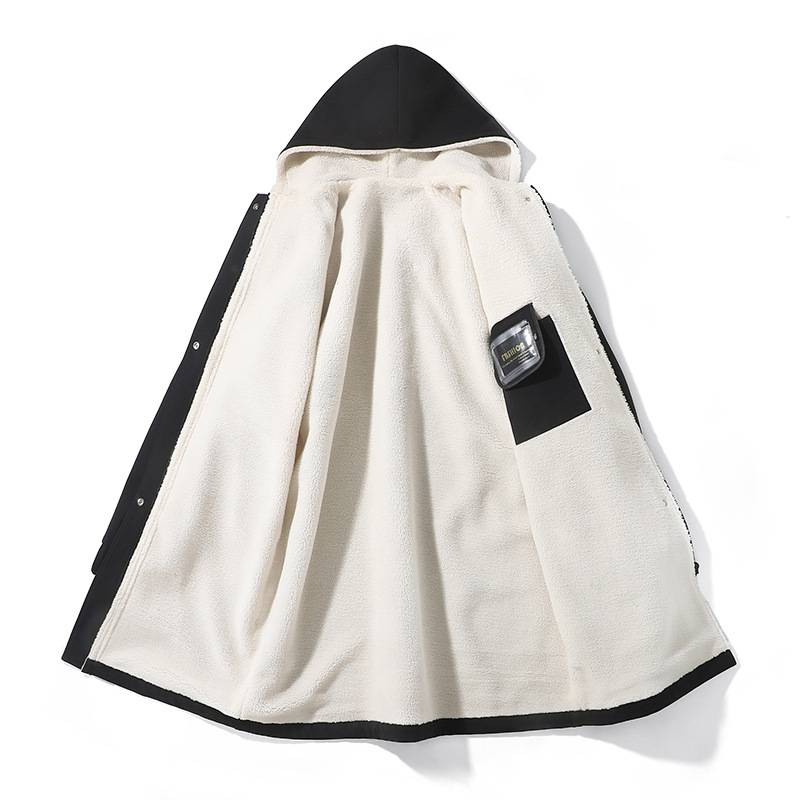 Parka invernale da uomo con fodera in pile – Cappotto lungo con cappuccio di ispirazione britannica e chiusura con cerniera (misto poliestere, vestibilità oversize, pesante)_voghion.com