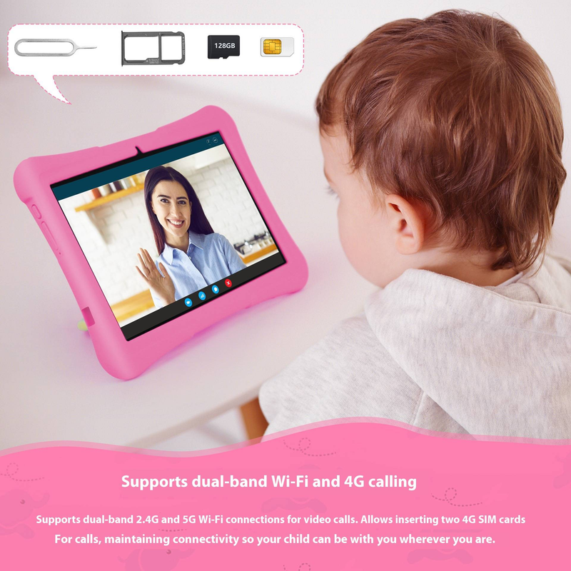 10,1-Zoll-Android-Tablet – 4 GB RAM + 128 GB Speicher, Doppelkamera, GPS, Bluetooth, Metallgehäuse, IPS-Bildschirm, für Kinder und Familien (Grau/Pink/Blau)_voghion.com