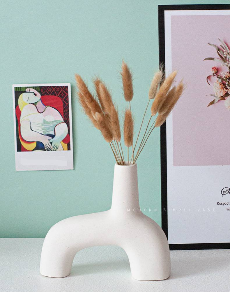 Elegant Ceramic Vase Set - Matte White & Black Nordic-Inspired Home Decor For Fresh/Dried Flowers, Perfect For Gifting & Modern Interiors_voghion.com