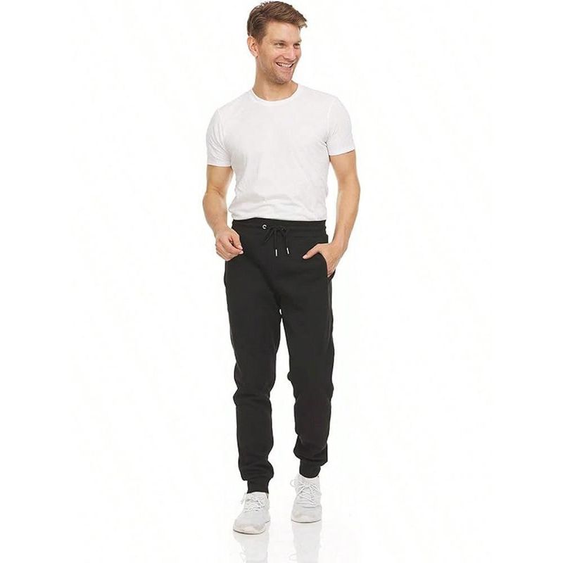 Men's Slim-Fit Jogger Pants – Polyester Workout & Running Trousers With Drawstring Waist (Black/Charcoal/White, S-XXXL)_voghion.com