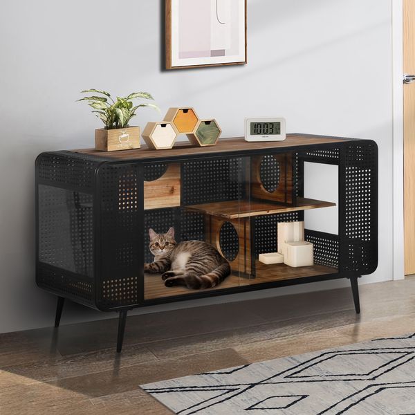 55.12 'Spacious Cat House With Tempered Glass, For Living Room, Hallway, Study And Other Spaces_voghion.com