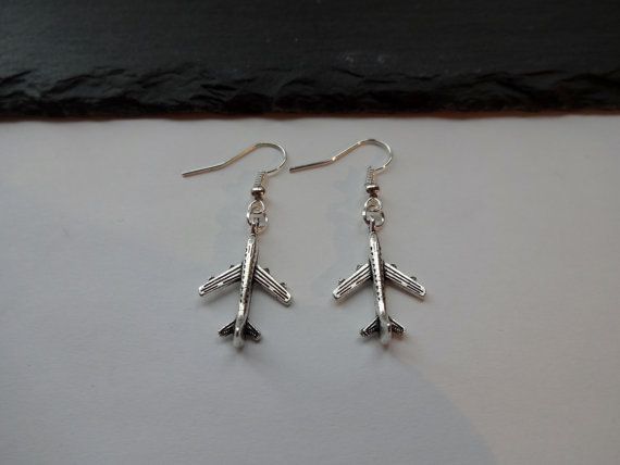 Pendientes joyas Avión de pasajeros Pendientes de avión Viajes Turismo Pendientes de azafata Pendientes de gancho para la oreja_voghion.com