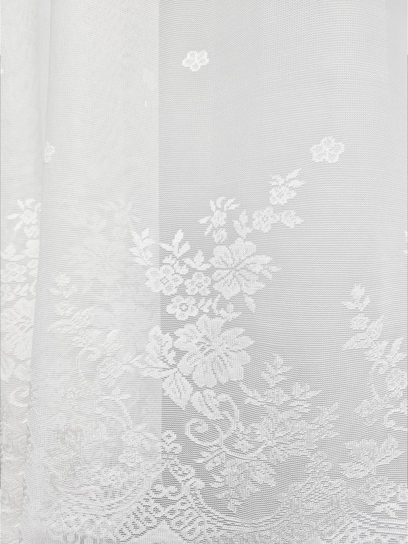 Rideaux transparents en dentelle blanche - Élégants rideaux de fenêtre en voile brodé (84 x 96 pouces, filtrant la lumière, isolant thermique, facile à installer, infroissable)_voghion.com