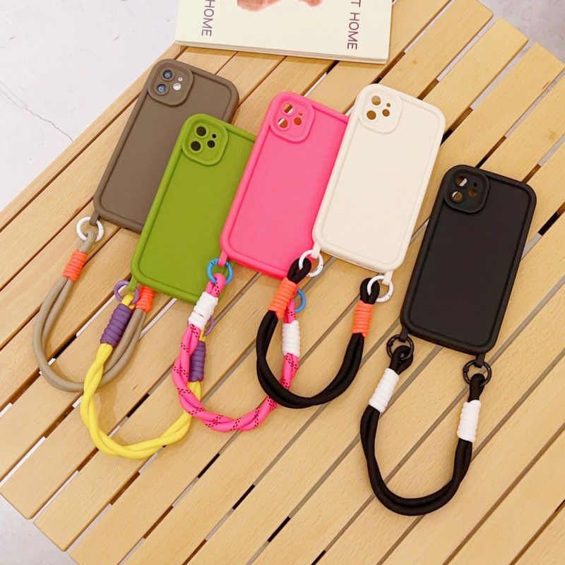 Short Strap Frosted Case For iPhone 15 13 14 Pro 12 11 15Pro 13Pro Plus X XS Max Crossbody Neck Lanyard Soft TPU Matte_voghion.com
