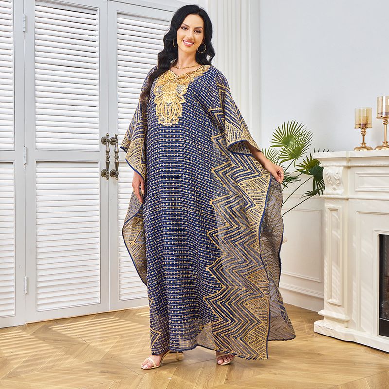 Dubai arabisk damekåbe moderigtig broderet perlekrave blomster stor gyngekjole i to dele_voghion.com