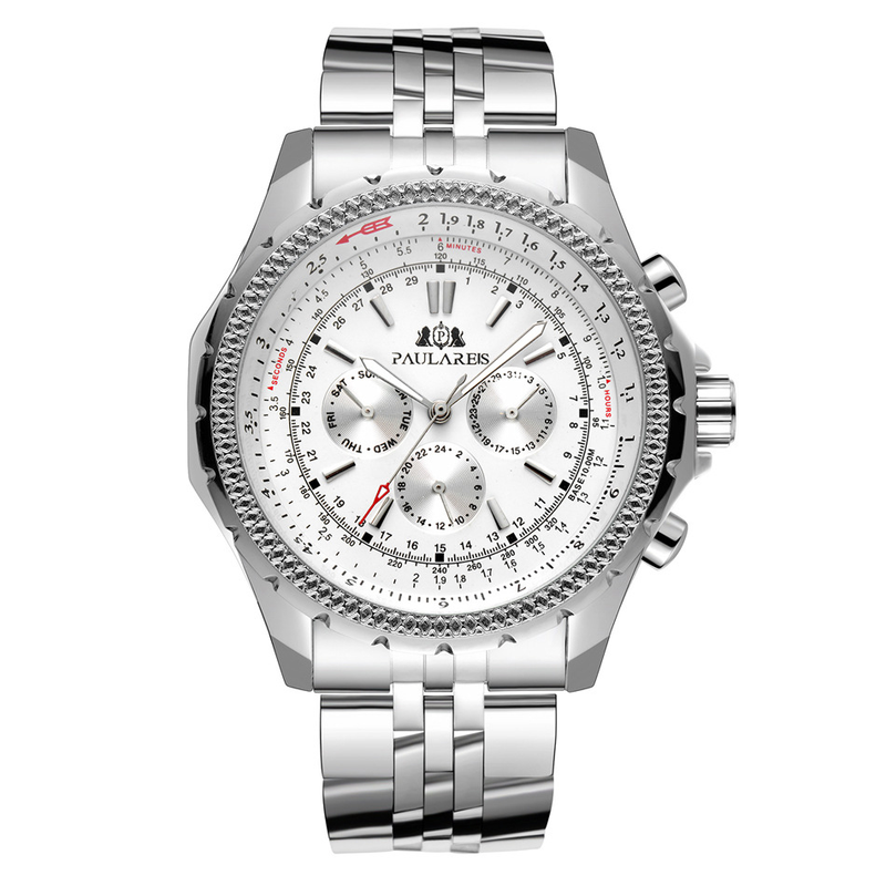 Automatische mechanische multifunktionale leuchtende Herrenuhr Kupfergürtel Leder_voghion.com