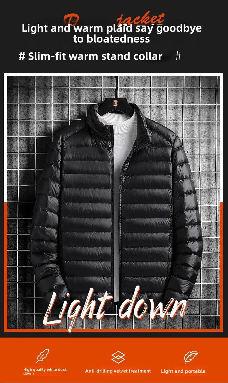 Leichte Baumwolljacke für Herren, lässig, bedruckbar, kurzer Kragen, weit geschnittener Baumwollmantel, große Oberbekleidung für Männer_voghion.com
