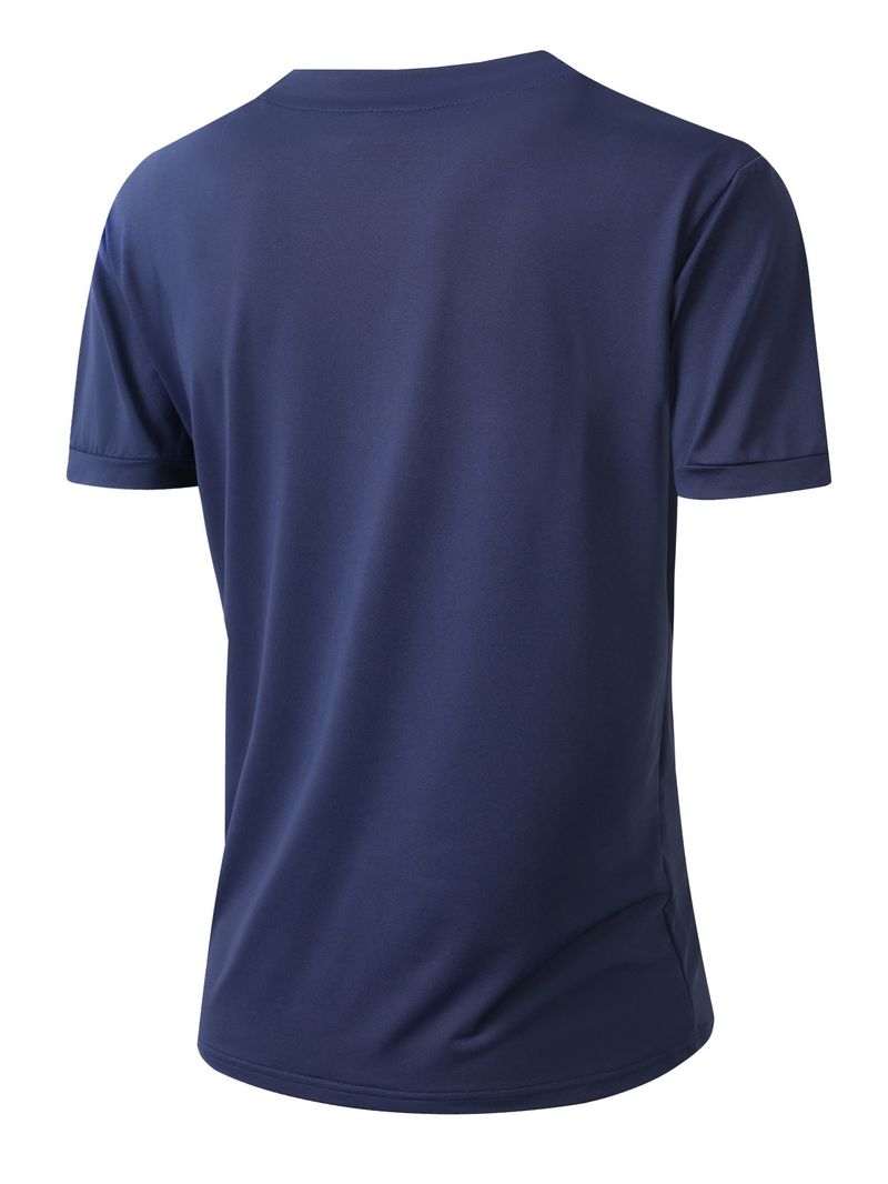 Men's Summer Stretch Fitness T-Shirt - Breathable Polyester, Comfortable Round Neck, Casual & Workout Tee For Gym, Running, Daily Wear_voghion.com