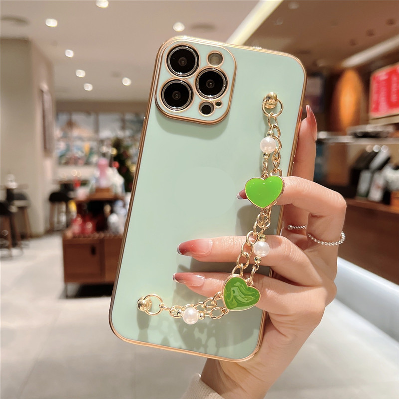 Pearl Heart Wristband Plating Weiche Silikon-Telefonhülle für Xiaomi Redmi Note 10 Pro 10s Note 11 Note 9pro 8 8T Pro 7 Bac_voghion.com