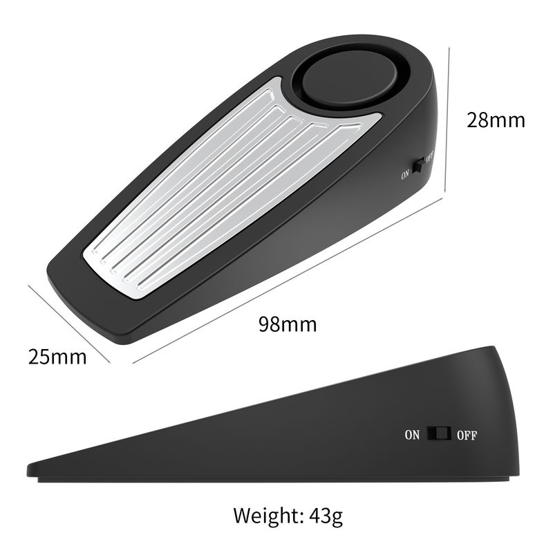 Door Stop Alarm With 130dB Siren & Vibration Sensor – Portable Travel Security Device For Home, Hotel & Apartment (Black/White)_voghion.com