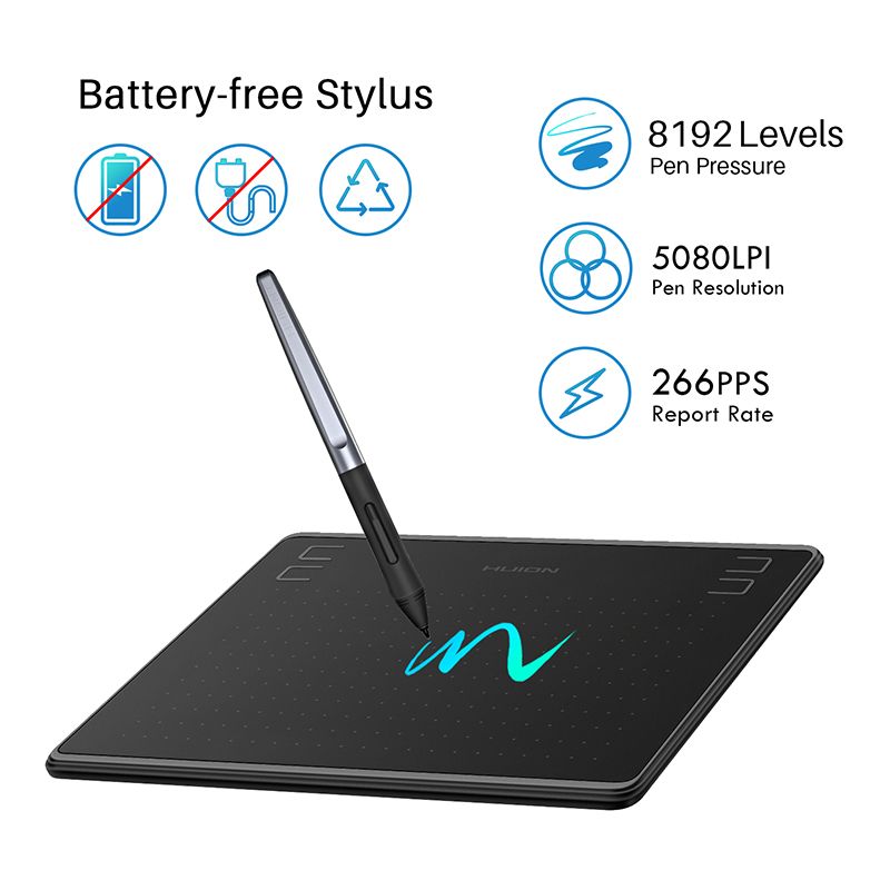Huion HS64 Graphics Drawing Digital Tablets OTG Function Signature Pen Tablet With Battery-Free Stylus For Android_voghion.com