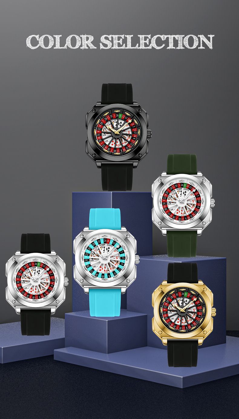 2025 neue Herren Roulette Uhr VA VA VOOM Marke Original Sport Stil Mode Silikon Strap Nacht Licht Quadrat Geschenk Uhr Für männer_voghion.com