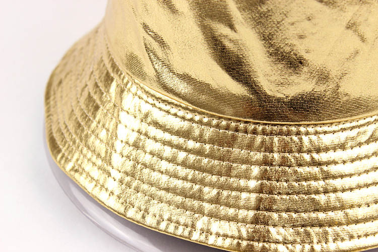 Classico retrò Trendy uomo e donna Outing Pelle verniciata color oro e argento Si possono indossare su entrambi i lati Cappello da pescatore Harajuku_voghion.com