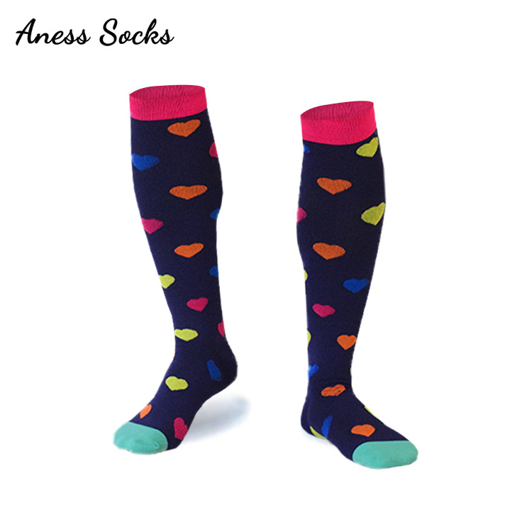 Colorful Heart Pattern Calf Socks Compression Socks Slim Leg Socks Sports Compression Socks Special for Outdoor Cycling_voghion.com