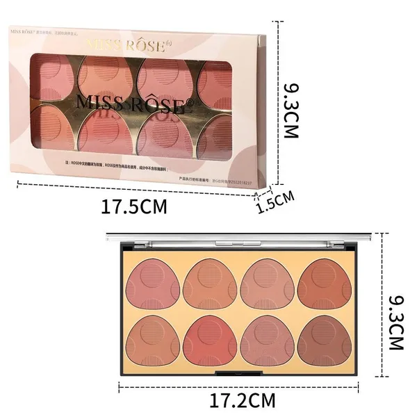 Miss Rose 8 Colours Waterproof Matte Blush Subtil Palette Makeup Long Lasting Contour Blush Highlighter and Bronzer Flush Powder Cosmetic_voghion.com