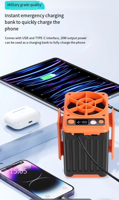 Multi-function hanging waist fan portable waist outdoor cooling hanging neck charging lighting cooling_voghion.com