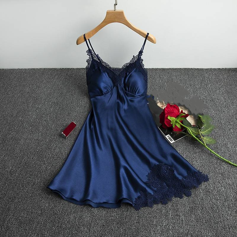 Ondergoed Pyjama's Dames Zomer IJs Zijden Nachthemd Sexy Tweedelig Nachthemd Sling Lente En Herfst Badjas Zijde_voghion.com