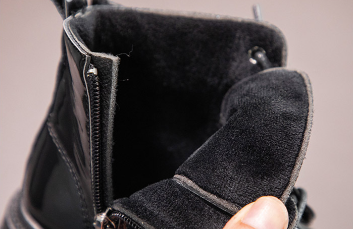 Scarpe per bambini Stivali da ragazzo Più superficie in pelle di velluto Caldo stile britannico Stivali bassi in pelle Scarpe invernali da ragazza con cerniera laterale Suola morbida_voghion.com