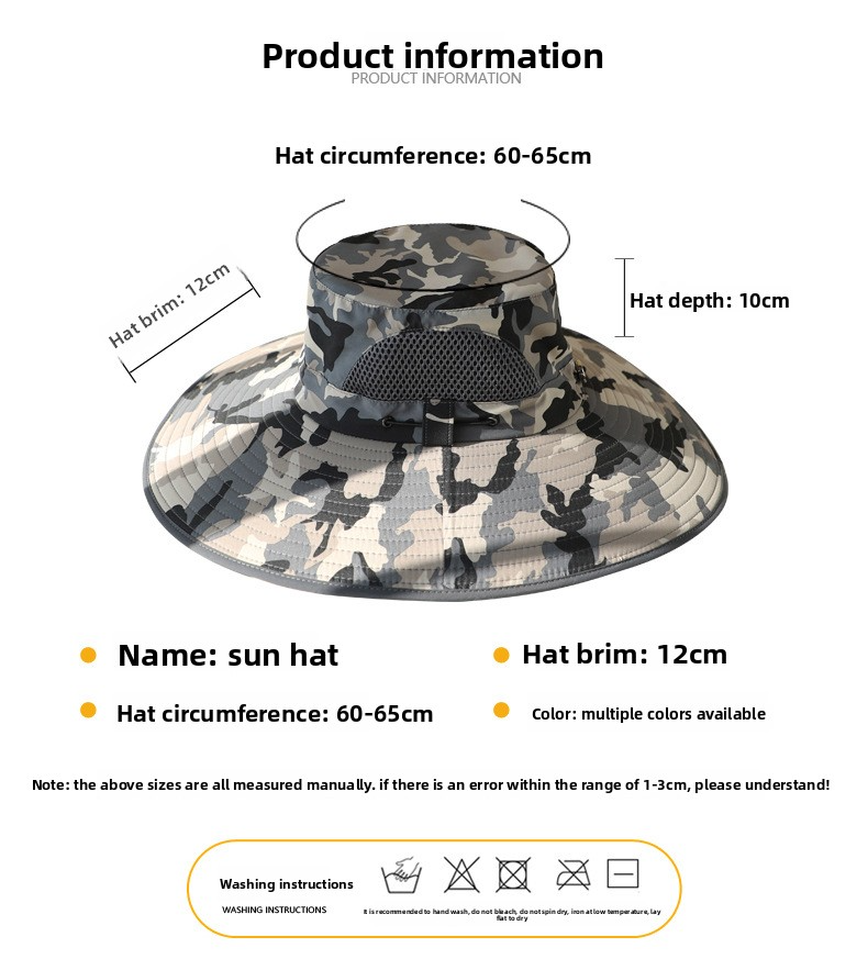 Cappello da pescatore estivo da uomo XXL - Taglia extra large per testa e viso grandi - Protezione UV UPF 50+_voghion.com