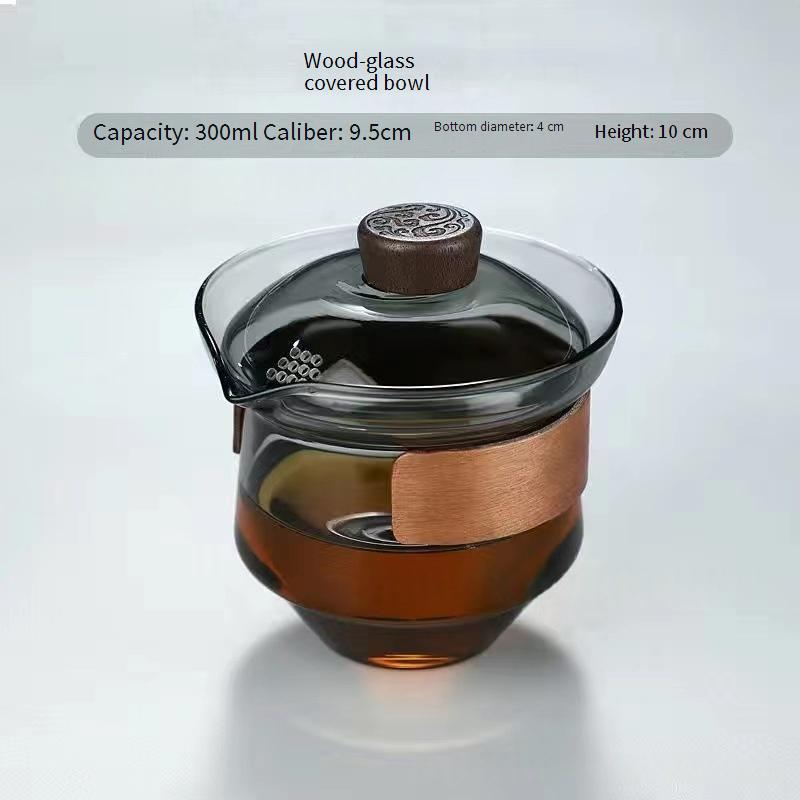 Premium Heat-Resistant Glass Tea Cup With Lid – Large Chinese Gongfu Tea Set, Transparent/Black/Hammered Finish, Custom Logo Gift Box_voghion.com