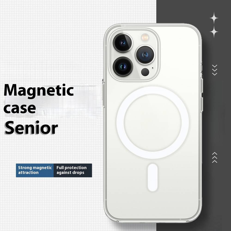 Capa magnética ultrafina transparente para iPhone 16 Pro - Parte traseira rígida à prova de choque com bordas suaves e proteção nos 4 cantos_voghion.com
