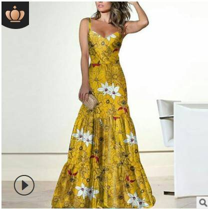 Vestido maxi sexy sin mangas con estampado floral y abertura alta para mujer, estilo bohemio, informal, para playa y verano, disponible en tallas grandes._voghion.com