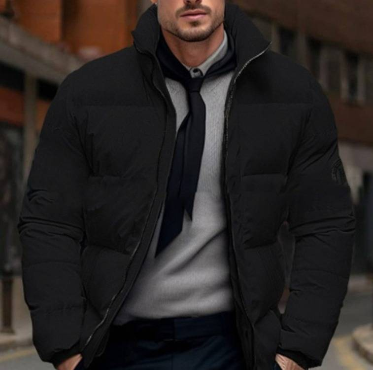 Men’s Winter Puffer Jacket – Thickened Cotton-Filled Coat (Stand Collar, Windproof, 4 Colors, M-5XL) For Casual & Streetwear_voghion.com