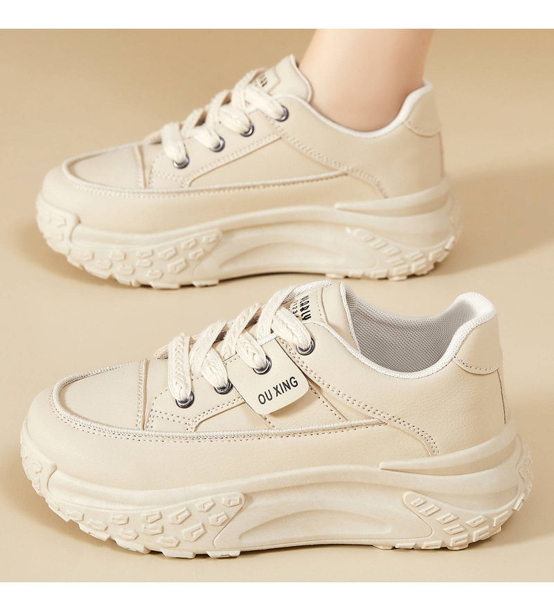 Damen Freizeitschuhe, Einzelschuhe, Damenschuhe mit Reifensohlen, weiße Turnschuhe_voghion.com