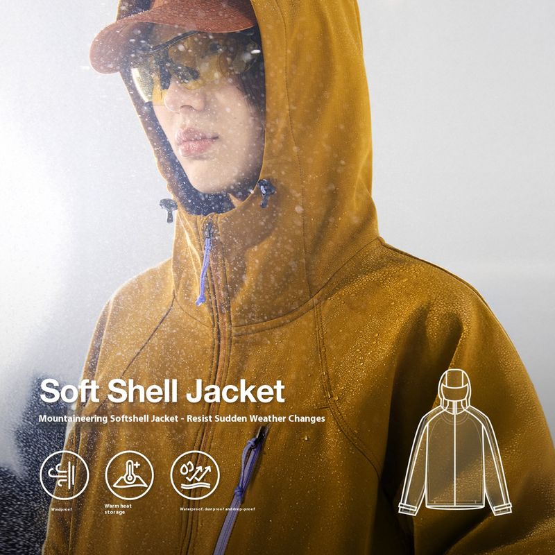 Men's Waterproof Softshell Jacket - Lightweight Outdoor Windproof Fleece-Lined Hiking Coat With Full Taped Seams For Winter_voghion.com
