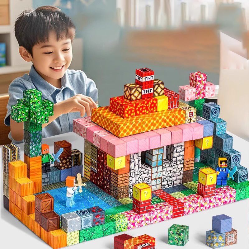 Blocos de construção magnéticos 3D, quebra-cabeça educacional, brinquedo de cubo magnético de plástico_voghion.com