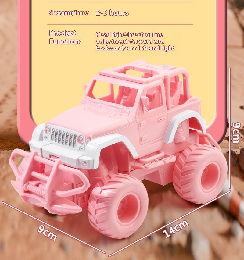 1:24 Mini RC Off-Road Car – 4WD Electric Toy Vehicle With LED Headlights & Rechargeable Battery (Pink/Red/Blue) – Remote Control Adventure Car_voghion.com