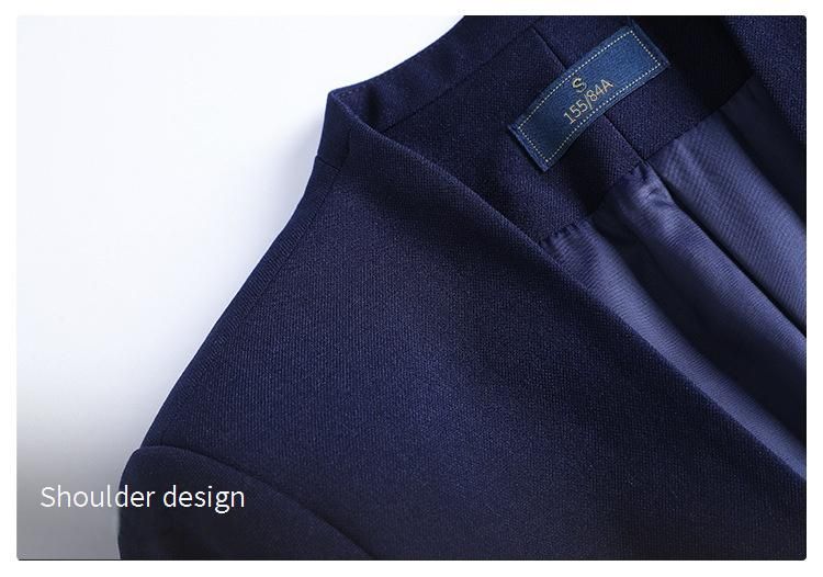 Chic Autumn/Winter Short Blazer Set – Cropped Bouclé Jacket With Pants(Petite Office Wear, Navy, S-4XL)_voghion.com