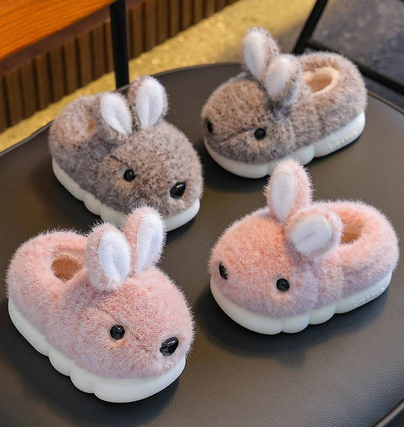 Winterpantoffels voor kinderen met zachte voering - comfortabele binnen- en buitenschoenen voor jongens en meisjes (roze/bruin/bruin/leigrijs)_voghion.com