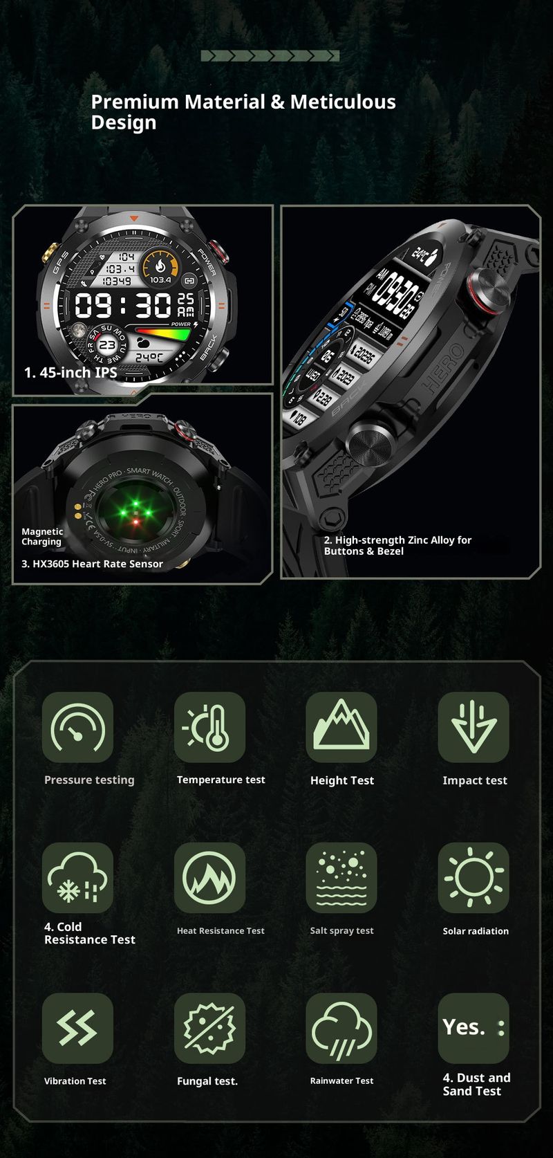 Unisex smartwatch met Bluetooth-oproepfunctie en GPS - Multisport-fitnesstracker met hartslagmeter, zuurstofmeter, slaapmonitoring en buitentools_voghion.com