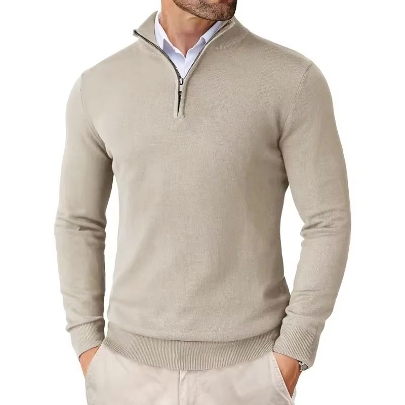 Men's Quarter Zip Up Sweaters Slim Fit Lightweight Pullover Outdoor Mock Neck Tops Half Turtleneck Knitted Streetwear_voghion.com