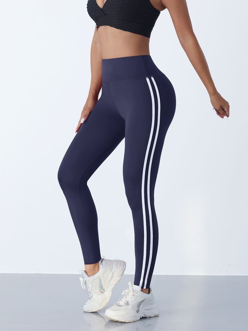 Lässige Sporthose mit Seitenstreifen, hohe Taille, 4-Wege-Stretch, atmungsaktive Lauf-Workout-Yoga-Leggings, Activewear für Damen_voghion.com