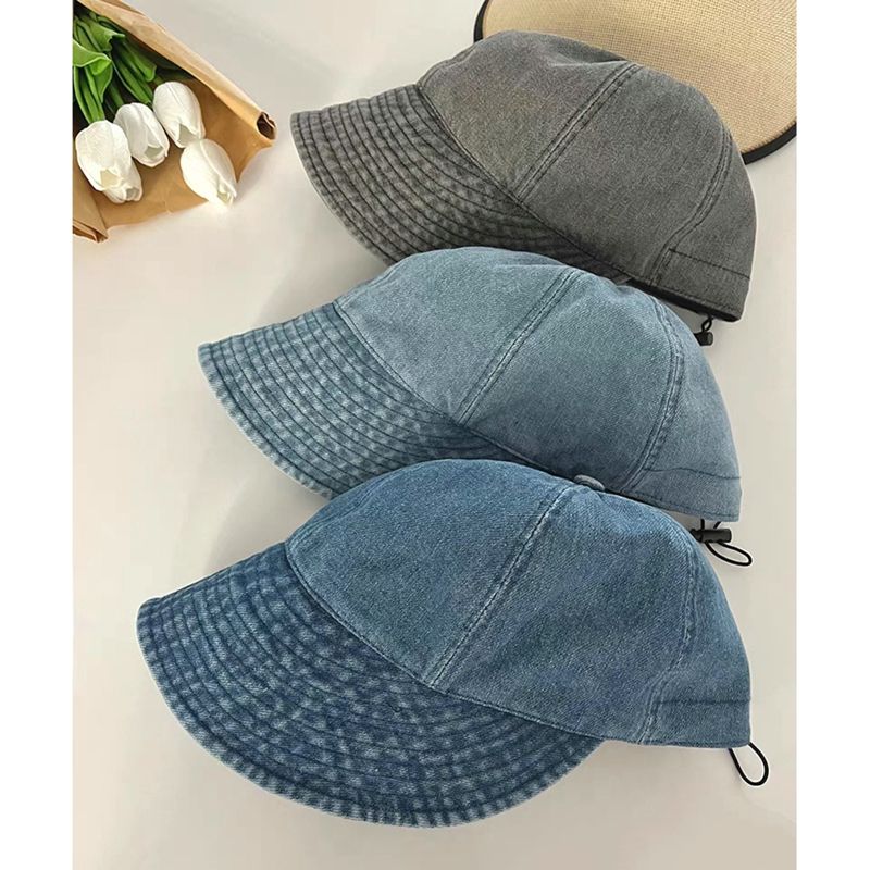 New Arrivals Summer Denim Bucket Foldable Wide Brim Visors Women Solid Color Soft Outdoor Sports Running Sun Hat Snapback Cap_voghion.com