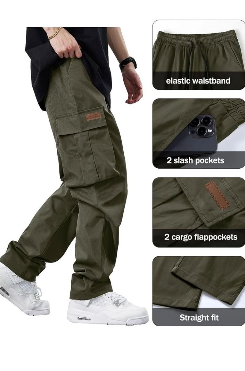 Hue Hue 2024 Summer New Men's Cargo European And American Independent Station Foreign Trade Drawstring Multi-Pocket_voghion.com