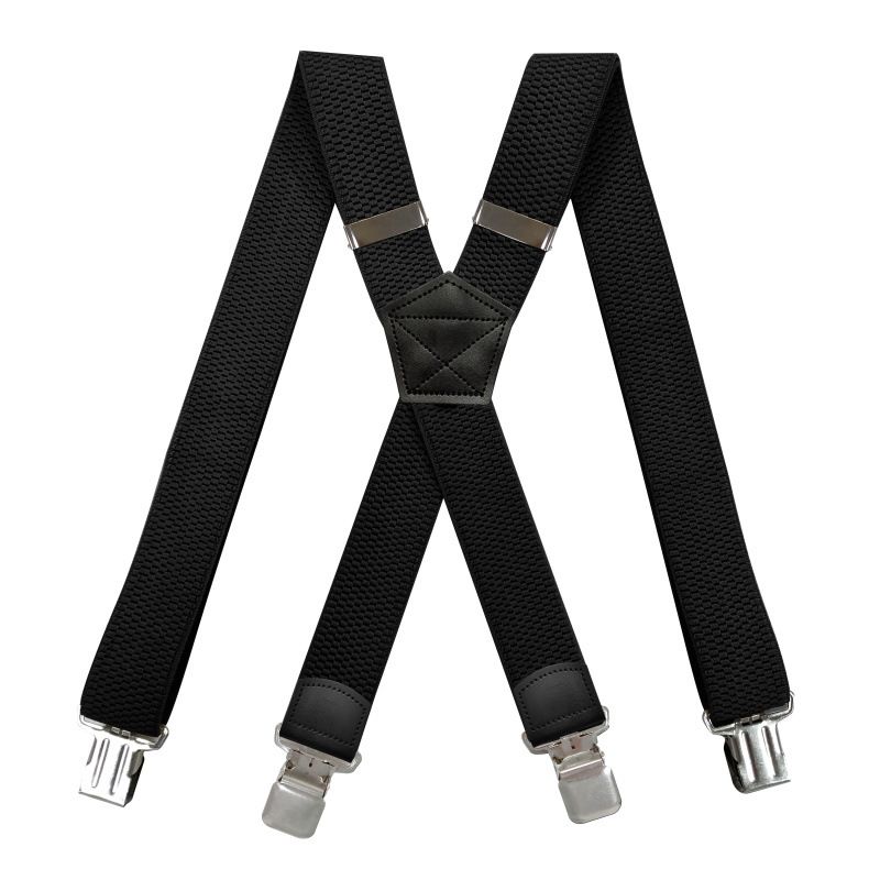 VOOTHOST Heavy Duty Suspenders For Men Work Outdoor 3.5cm X-Back 4 Strong Clips Adjustable Elastic Trouser Braces Strap Belt F0212_voghion.com