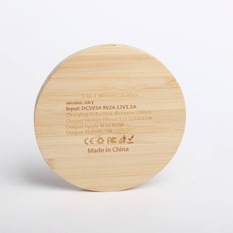 15W fully compatible three-in-one mobile phone watch earphone bamboo wood wireless charger magsafe magnetic suction wireless charger_voghion.com