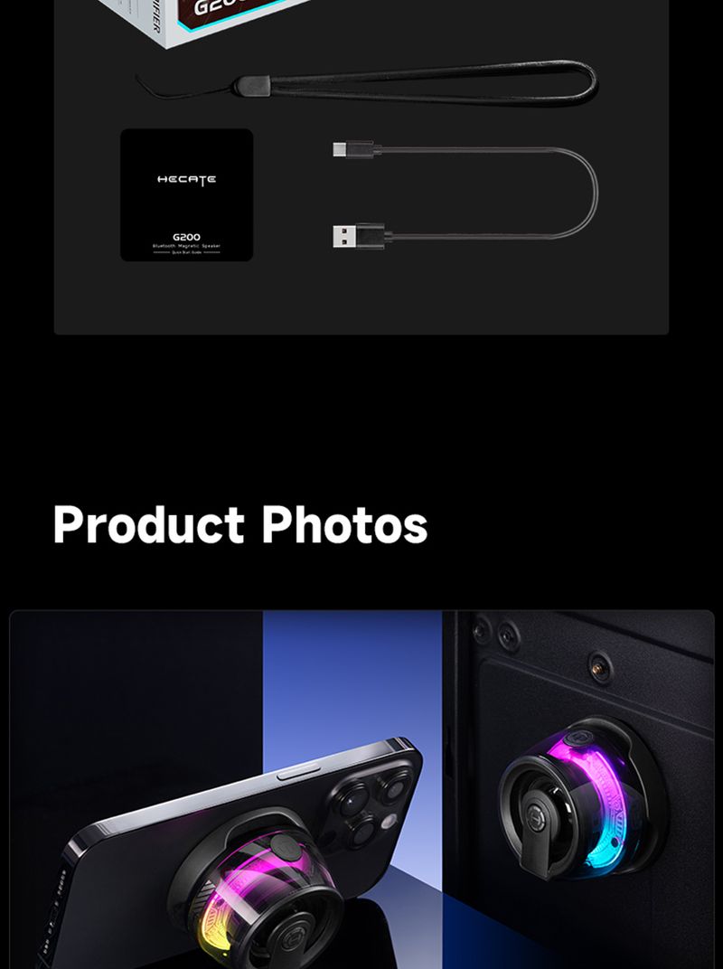 Edifier Hecate G200 Taşınabilir Mini Açık Hava Manyetik Hoparlör Bluetooth 5.3 Rgb Aydınlatma Telefon Tutucu 7 Saat Çalma Süresi_voghion.com