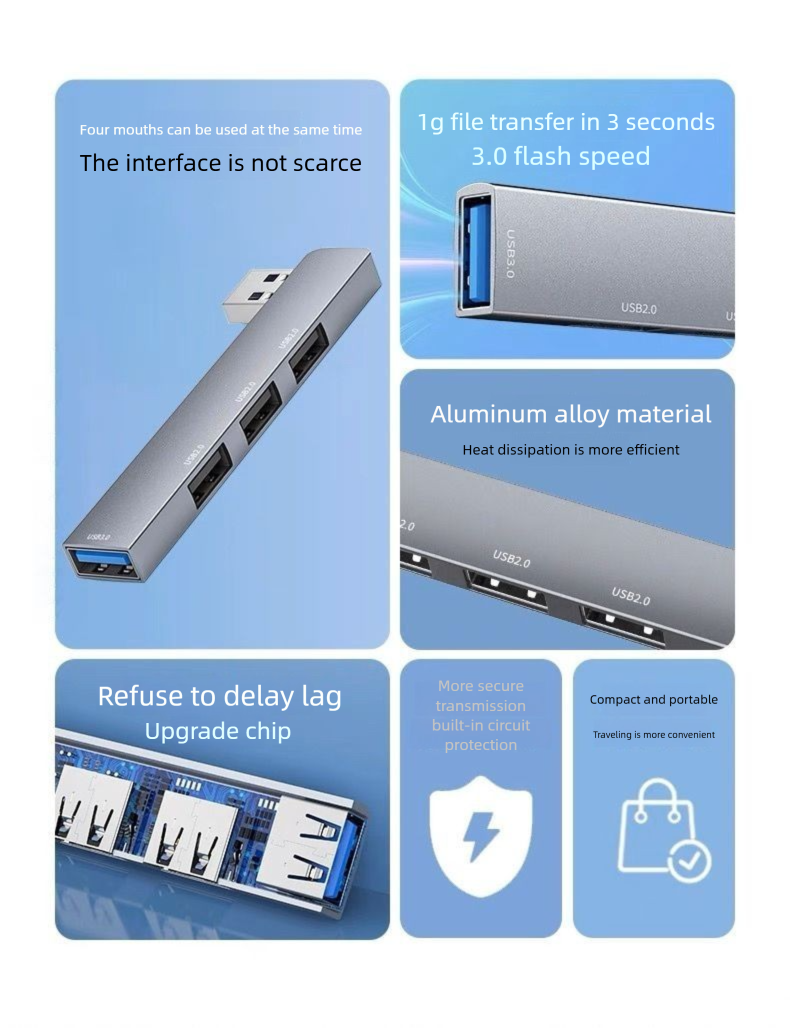Expander Compatible With Laptop Type-C Docking Station USB Flash Drive Expansion Multi-Port Wireless Side Direct Plug_voghion.com