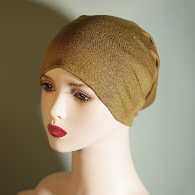 Gorro musulmán de algodón puro de color liso, con base de algodón mercerizado, elástico y transpirable_voghion.com