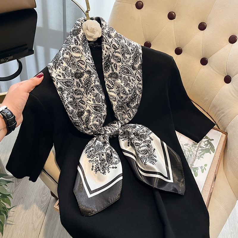 Spring and summer new simulation silk 90 color Ding printed small cashew fruit generous fashionable women's scarf_voghion.com