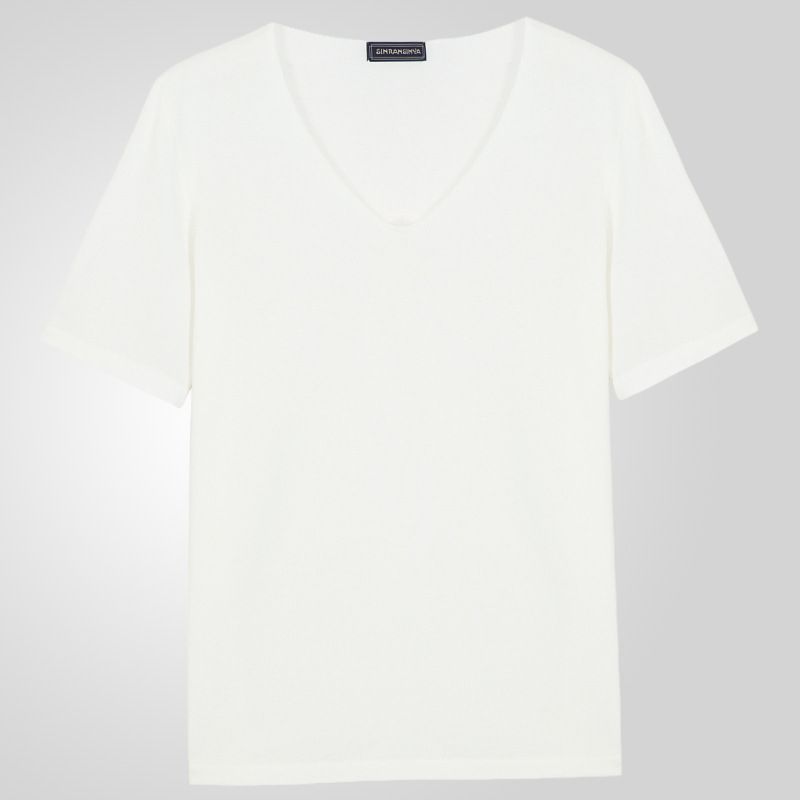 Unbeatable Quality Men's Thin V-neck Solid Color Sweater Summer Short Sleeved Knitted T-shirt SY0049_voghion.com
