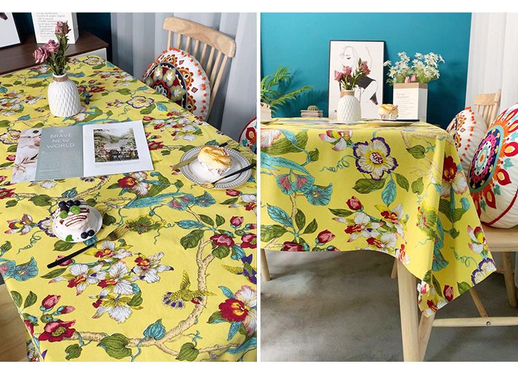 Tovaglia in poliestere resistente - Copritavolo rettangolare antiscivolo con stampa floreale di azalea, resistente al calore e antimacchia per sala da pranzo, decorazioni natalizie_voghion.com