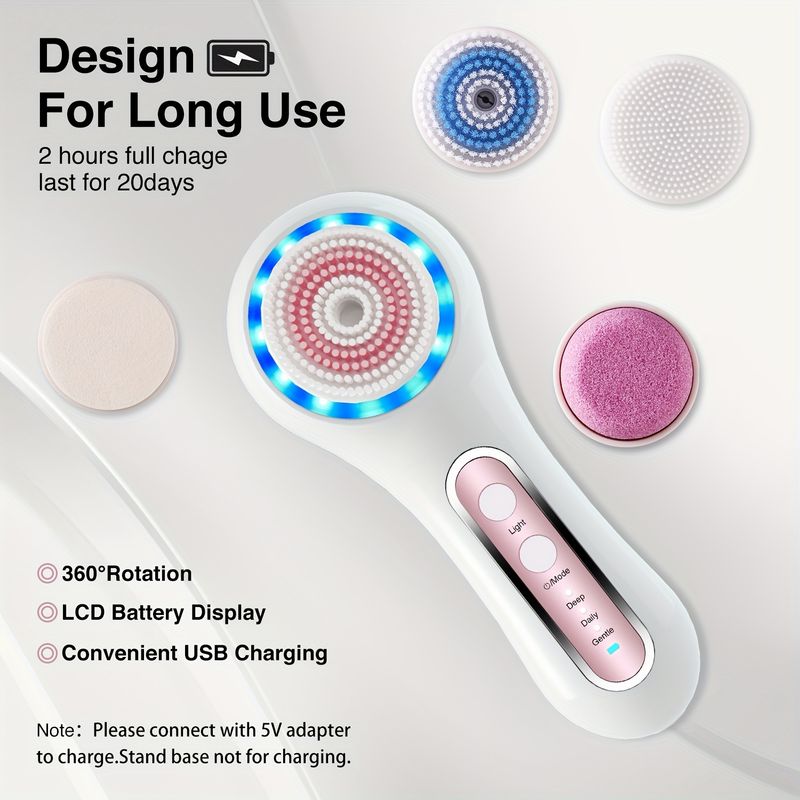 Facial Cleansing Brush, USB Rechargeable Face Brush For Exfoliating, Massaging And Deep Cleansing, Holiday Gifts For Women Mother's Day Gift_voghion.com